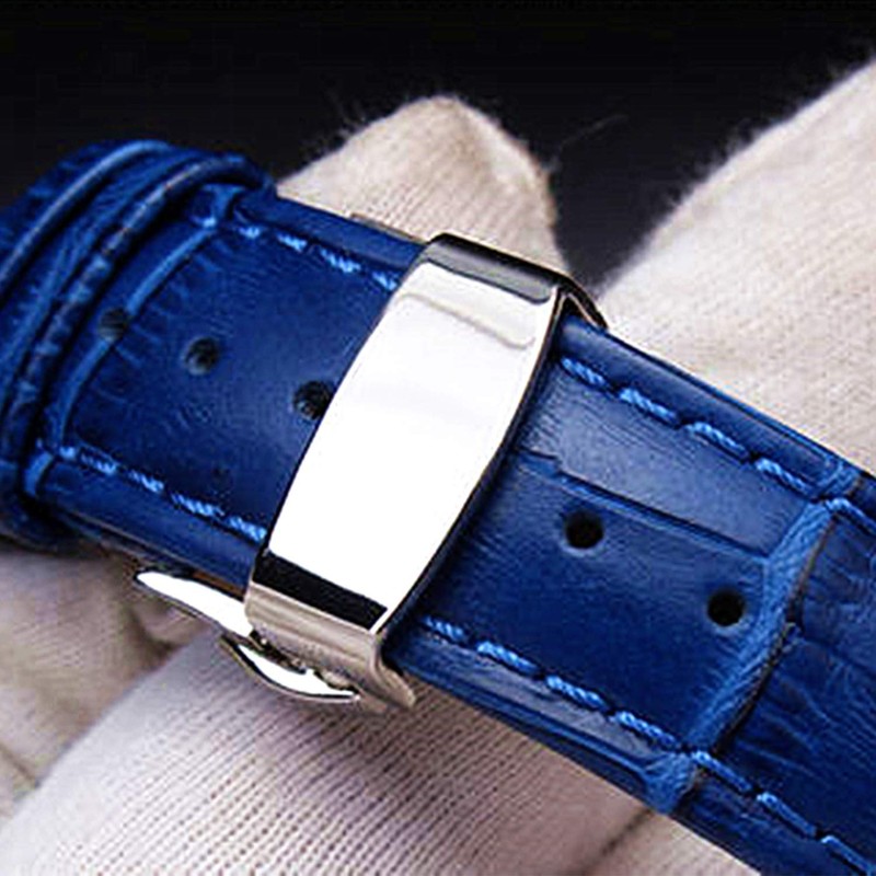 Moran Genuine Leather Watch Band Quick Release Polished Deployment D