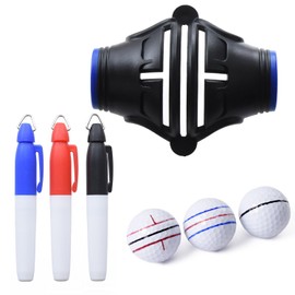 [sourire vivre] Golf Ball Marker with 3 Color Pens, 360° Easy Line Draw, 180° Line Marker, Line Draw Triple Line (Blue)