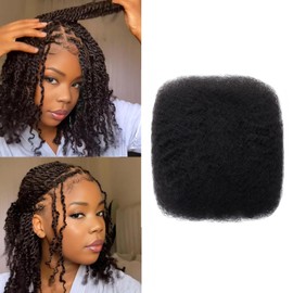 Haftaluv Afro Kinkys Bulk Human Hair 50g 16 Inch Nature Black Afro Kinky Curly Human Hair Bulk for Mini Twist, Braiding, Loc Extensions & Crochet, Dreadlocks, Braids and Repair Locs (16 Inch, 1b#)