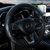 Black Leather Steering Wheel Cover Cowhide Wheel Cover Genuine Leather