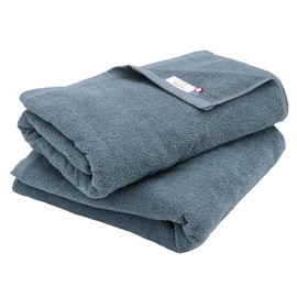Imabari Towel, Certified Bath Towel, Hiorie, Soft Shirring Towel, Set of 2, Blue, Made in Japan, 100% Cotton, Absorbent, Velour Touch, Approx. 23.6 x 43.3 inches (60 x 110 cm)