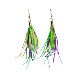 Mardi Gras Earrings Colorful Feather Tassel Drop Earrings Carnival Glitter Holiday Party Jewelry-feather