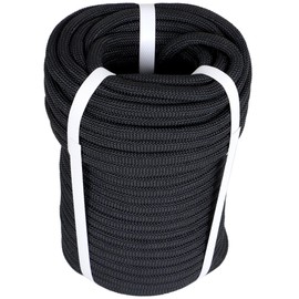 YSMN 3/8 Inch 100 Feet Outdoor Braided Rope High Force Polyester Rope Suitable for Swing Camping Tree Work Black