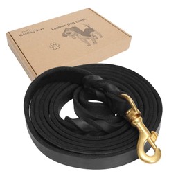 Guiding Star Leather Dog Leash 6ft, Dog Leashes for Large Dogs Heavy Duty, Soft Durable Braided Handmade Leather Training Leash for Large & Medium Dogs (6ftx1/2inch, Black)