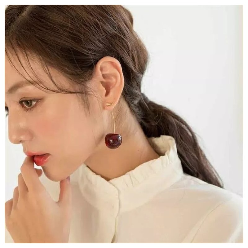 Dtup Aretes Largos Cereza Divinos Elegantes Originales Kawaii