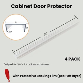 Enjaya 4pcs Cabinet Door Protector, Plastic Edge Protector Trash Drawer Protector Edge Guard, Slip on Protectors for Cabinets– 3/4" Thick, 24" Length, Prevent Wear, Chipping, Discoloration