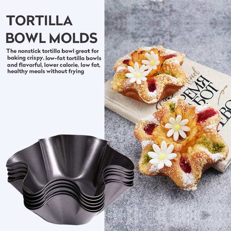 2 Pcs Tortilla Shell Maker, 6" Non-Stick Carbon Steel Fluted