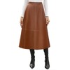 Kate Kasin Women's Leather Skirt High Waisted A Line Fall