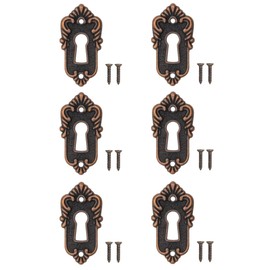 FUXXER® Set of 6 Antique Key Signs and Lock Rosettes, Vintage Copper Design