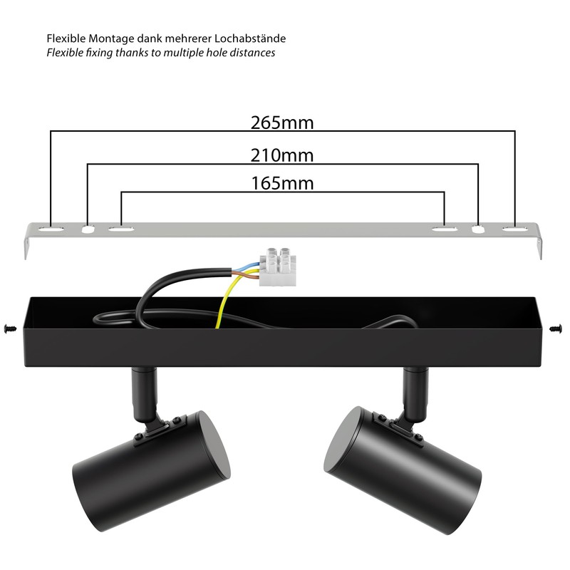 ledscom.de Ceiling Light FARE, 2-Light, Black matt, 2X E27 max.