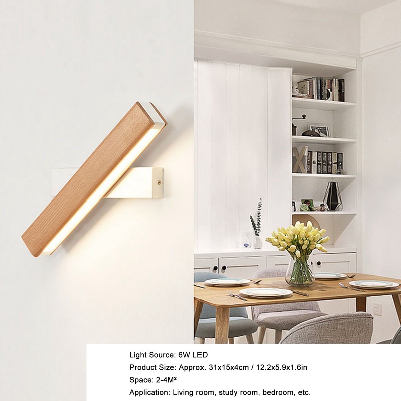 6W LED Wall Light Rotatable Study Living Room Bedroom Bedside