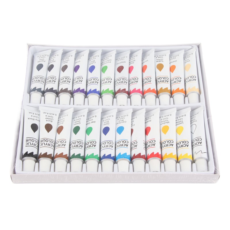 24 Colors 12ml Acrylic Pigment DIY Painting Drawing Accessory Colorful