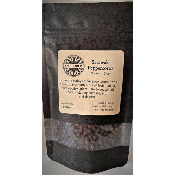 SALT TRADERS Sarawak Black Peppercorns from Malaysia - 2 oz
