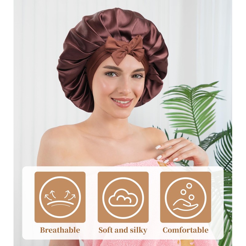 WELROG Silk Bonnet Sleep Cap, 100% Mulberry Silk Bonnet, Sleep