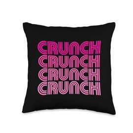 Crunch Crunch Crunch Crunch - Pink Version Crunch Funny Exercise Workout Gym Snack Fit Work Out Throw Pillow, 16x16, Multicolor