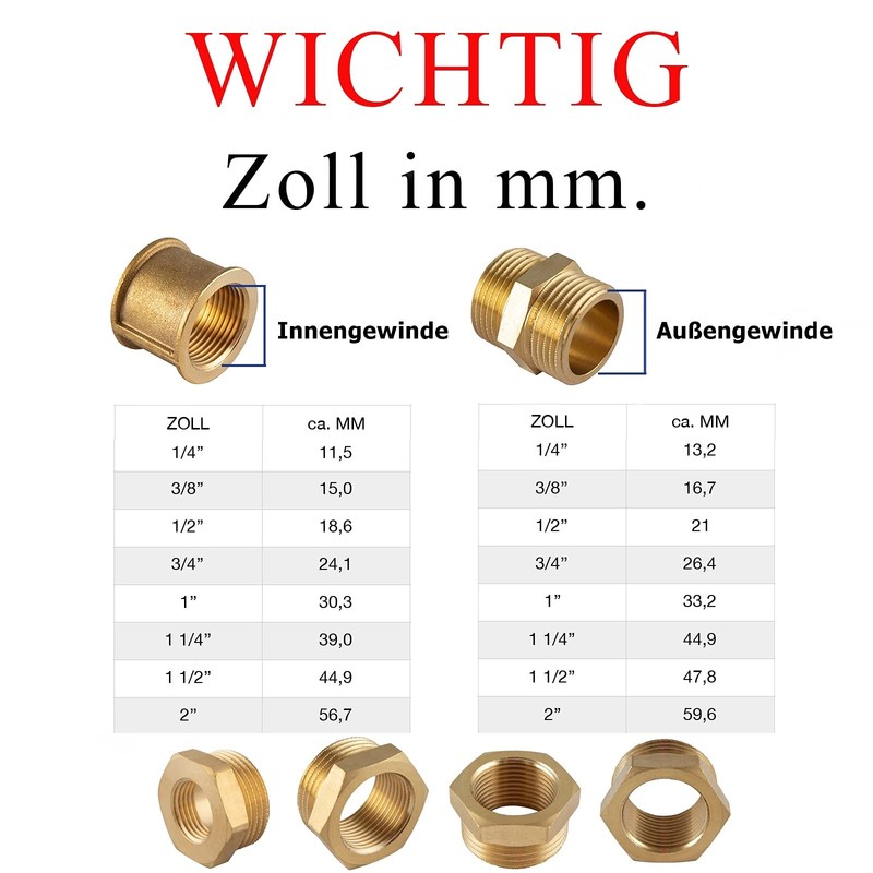 1/2 Inch to 3/8 Inch Reducer, Brass, Male Thread X