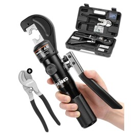 CHANHYD Hydraulic Crimping Tool & Cutter - 8 US TON, 12 AWG to 2/0-9 Die Set for Electrical Terminal Cable Wire - Lug Crimper Kit