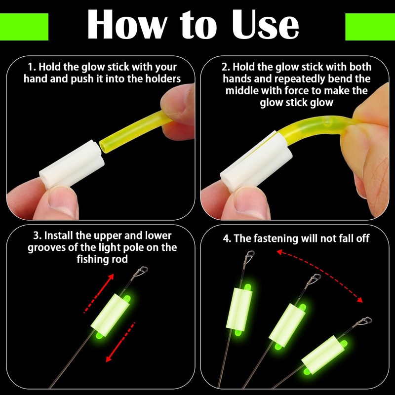Gemscream 50 Pcs Fishing Rod Glow Stick Holder Night Fishing
