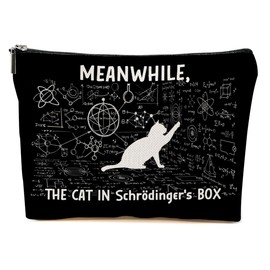 Funny Physics Makeup Bag, Physics Gifts Cosmetic Bag, Cat Lovers Organizer Zipper Pouch Science Teacher Gifts for Women Friends Sister Coworker Daughter Scientist Science Nerd