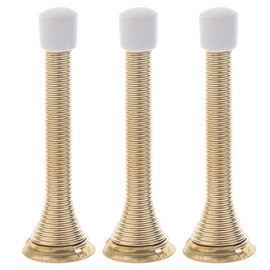 3 Pack Door Stops, Bendable Spring Steel Door Stoppers Wall Mounted Doorstops with Rubber Bumper Tips and Screws Base (Gold)
