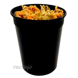 Pactiv-Newspring 32 oz. Black Microwaveable DELItainer Plastic Freezer Food Deli Soup Containers Tubs w/Lids - 100% BPA Free (Pack of 24 Sets)