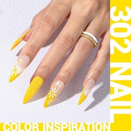 MelodySusie Yellow Gel Nail Polish,15ml Almond Yellow Nail Polish Neon Bright Color 302, Soak Off UV LED Nail Lamp Long Lasting Gel Polish Nail Art