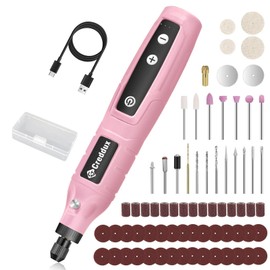 Creddux Cordless Rotary Tool,5 Speed Rotary Tool Kit With 71 Accessories,USB Charging,Multi-Purpose 4.2v Power Rotary Tools Easy Accessory Changes - Sanding, Polishing, Engraving and Cutting Pink