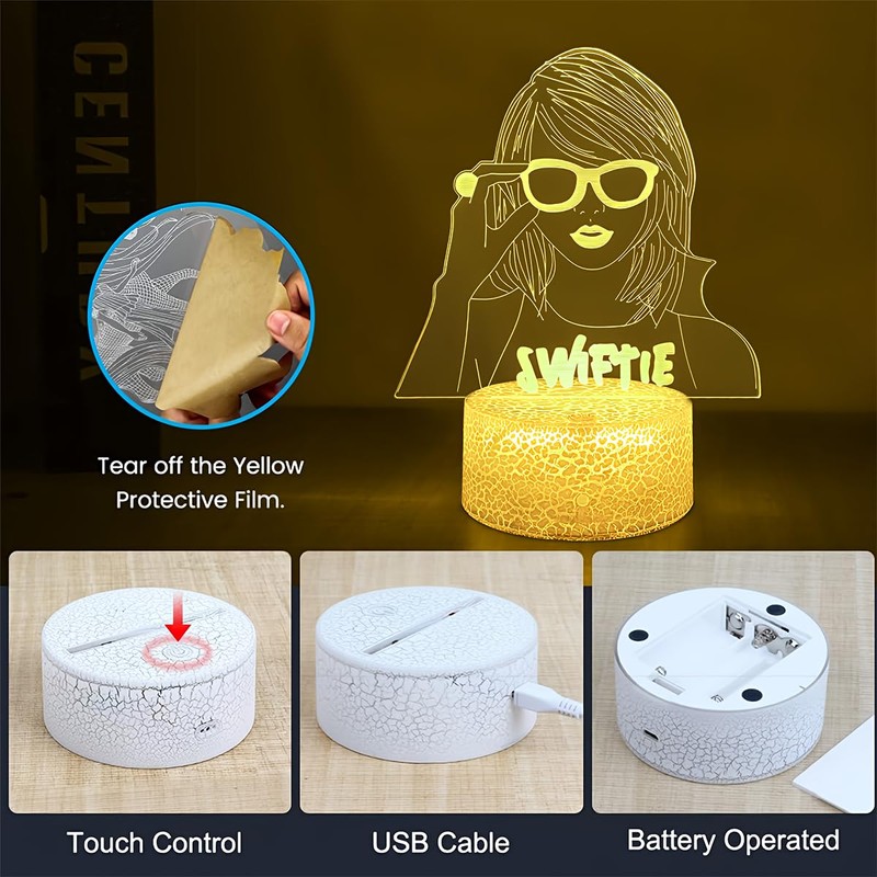 Deluisho 3D Night Light, Songstress 3D Lamp Illusion LED, 3D