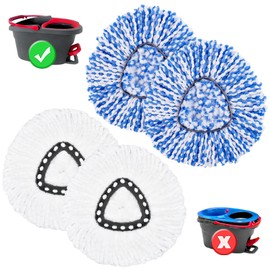 4pcs Mop Heads Replacements for OCedar EasyWring 1 Tank System,Microfiber Spin Mop Refill Replace Head for O Cedar, Dry and Wet for Cleaning All Hard-surfaced Floors