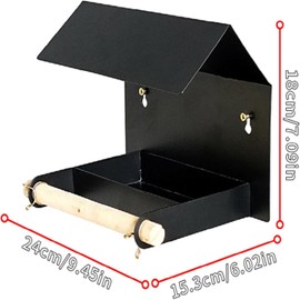 MEZOKUCELMetal Iron Bird Feeder Bowl for Garden Decor - Weather-Resistant Outdoor Bird Feeder Supplies That Attracts Variety of Birds and Fits Wooden Fences or Trees (Black)