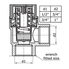 1/2" x 3/4" Safety Pressure Release Relief Reducing Valve FxF Female 6 Bar