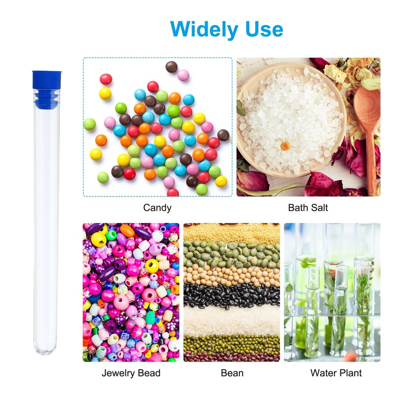 PATIKIL 15ml Test Tubes Set, 60pcs 5.91x0.59" PS Clear Round