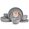 Sweese Dinnerware Sets,12 Pieces Porcelain Round Plates and Bowls Sets,