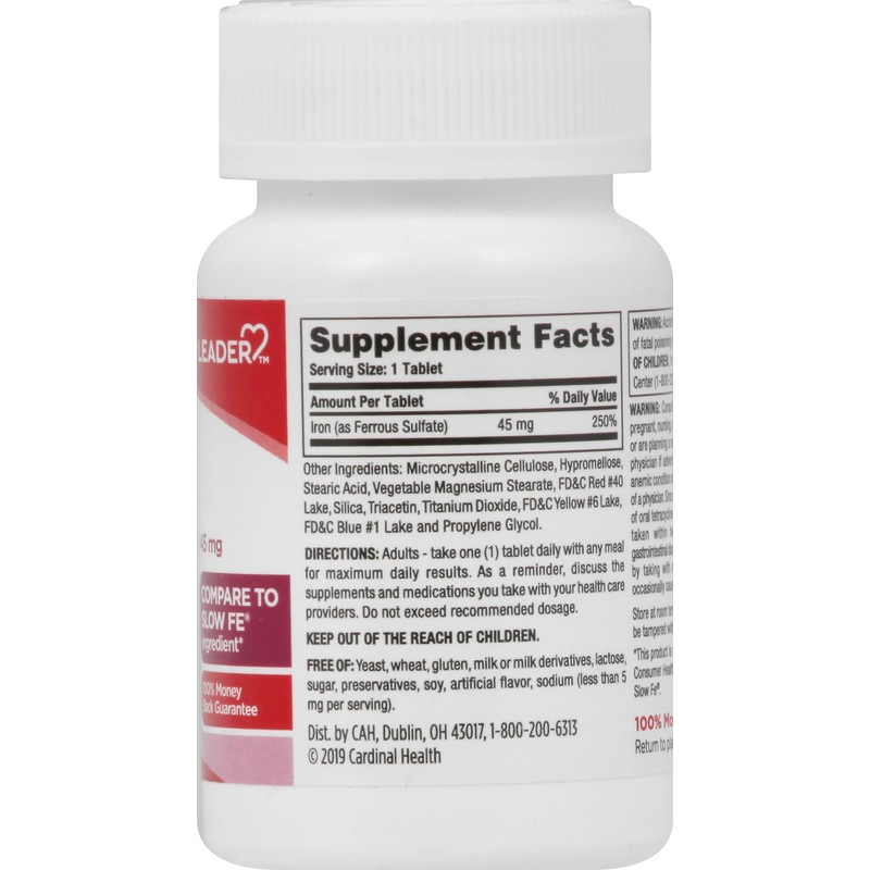 Leader Slow Release Iron 45MG Tablets 60 Ct. Gentle on