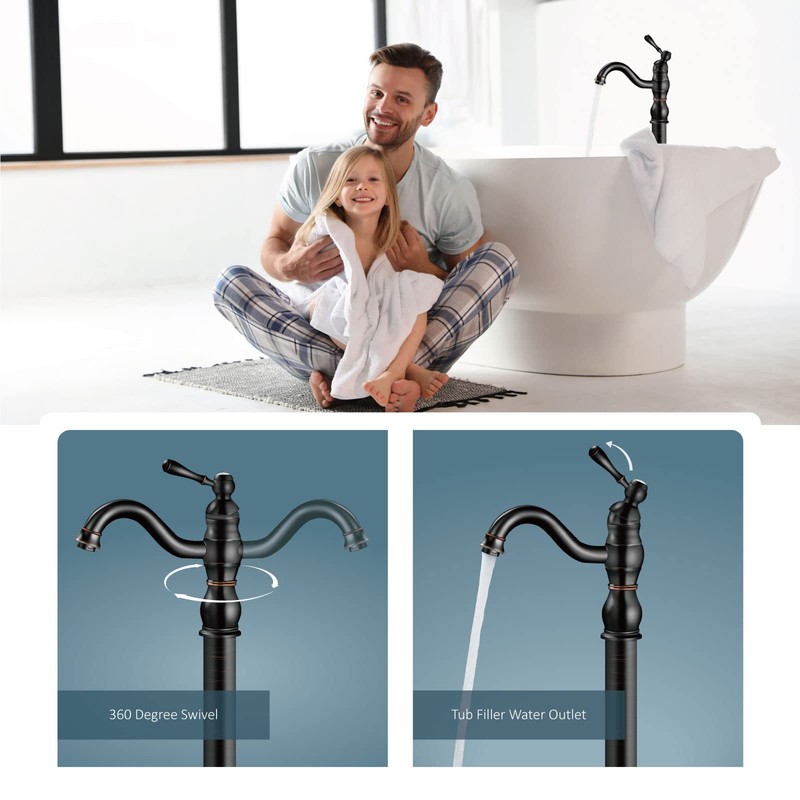 Aolemi Oil Rubbed Bronze Freestanding Bathtub Faucet Swivel Spout Single