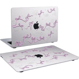 Clear Glitter Case for MacBook Pro 14 inch 2024-2021 M4 M3 M2 M1 Pro/Max Chip A3112 A3185 A3401 A2918 A2992 A2779 A2442, Cute Sleek Aesthetic Y2K Plastic Hard Shell & Keyboard Cover, Pink Bows