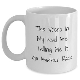 Funny Gifts from the Voices in My Head to Go Amateur Radio Enthusiasts, Unique White 11oz or 15oz Ceramic Coffee Mugs for Christmas, Ideal Gifts for Amateur Radio Operators and Ham Radio Enthusiasts