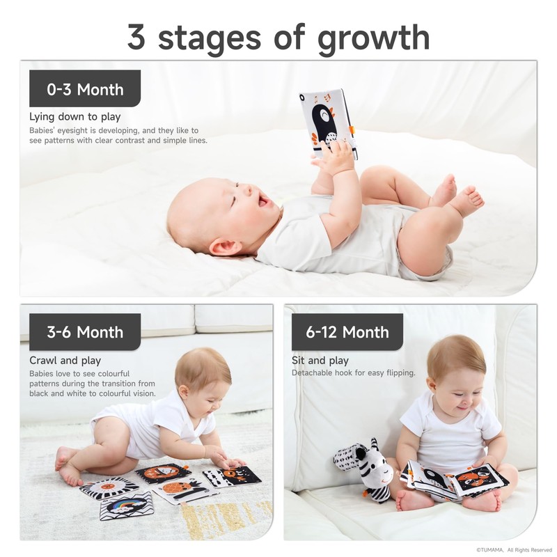 Baby Pram Toy 0 Month Black and White Soft Rattles