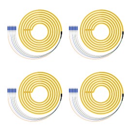 4PACK 1.5m (5ft) LC-UPC 6 Strand Single Mode 9/125 Fiber Optic Pigtail, Color-Coded OS1/OS2 Cable with Ceramic Ferrule for Fusion Splicing, Ideal for OLT, ONU, Servers, Telecom and Netwrok Equipment