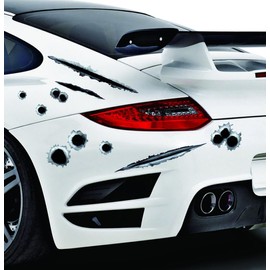 Car Sticker, 3D Bullet Holes Vinyl Film Hidden Sticker, Bullet Holes and Scratches, Car Decoration, Waterproof Car Sticker, Funny Bullet Holes Sticker, for Body Door, Boot