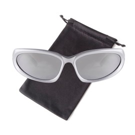 DQbhzh Y2K Wrap Around Sunglasses for Men Women Trendy Oval Sport Sun Glasses (White Silver Sunglasses)