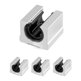 QWORK® Sliding Block, 4 Pieces SBR20UU 20 mm CNC Linear Ball Bearing Block Aluminium Alloy Plummer Block Bearing, Linear Ball Bearing, Movable Ball Sliding Units for 3D Printers, Engraving Machine