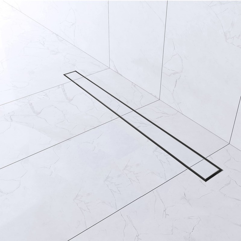 Hydroware Linear Shower Drain with Tile Insert Grate, Stainless Steel