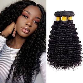 Human Braiding Hair for Boho Braids 26 28 30 Inch Auburn Brown Curly Boho Hair for Braiding Knotless 12A Deep Wave Bulk Bohemian 3 Bundles/Pack Natural Black