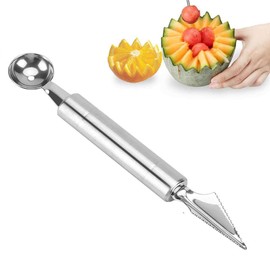 HERCHR Melon Baller, Cortador de Fruta, Cortadores Fruta Cortadors Molino Viento de Sandía Cortadora Sandía Acero Inoxidable con Cuchara Melón Utensilio Cocina