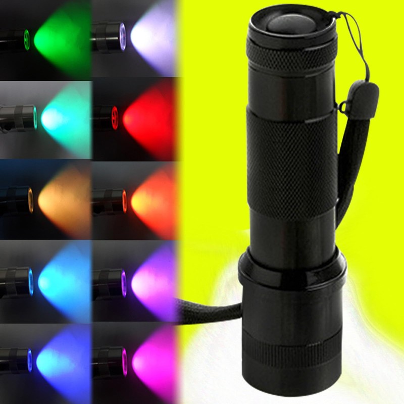 Asixxsix Multicolor LED Flashlight, 10 Colors RGB Flashlight IPX4 Waterproof