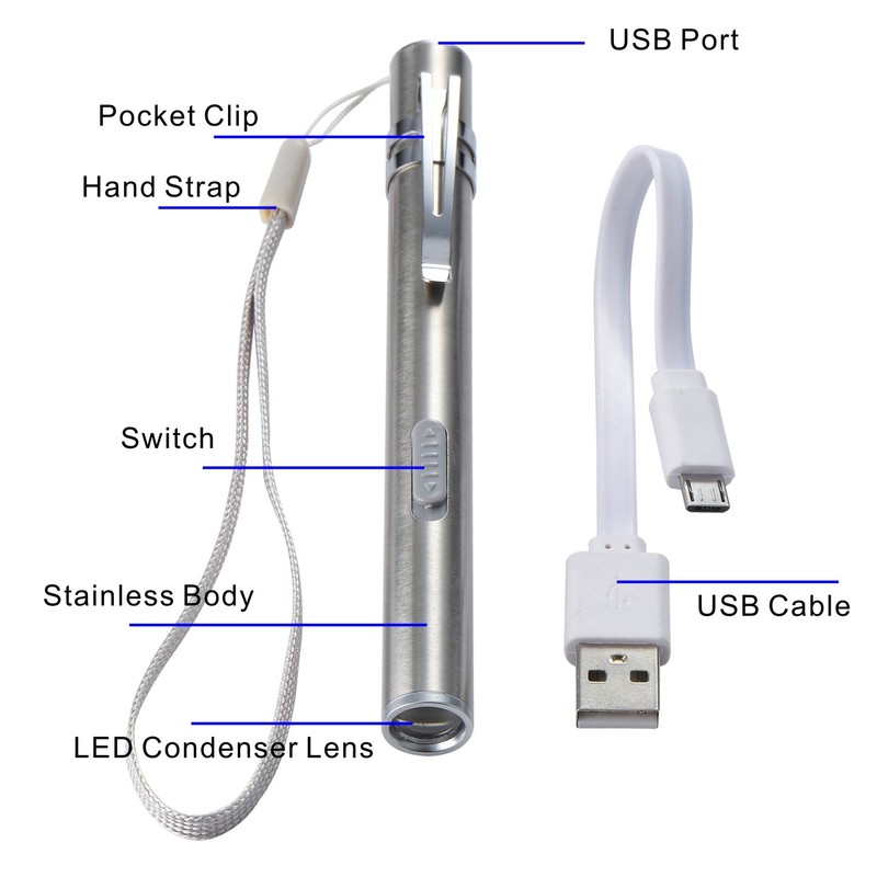 Optimal Shop USB Rechargeable Mini LED Flashlight,High Lumen Pen Light