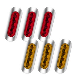 Ourbest 12V 24V Oval Trailer Side Marker Lights, 3“ LED Clearance Light Truck Marker LED Light for Rear Truck Pickup Van ATV Lorries Back Up Light (3Yellow 3Red)