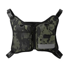 Chest Bag For Men Women Water Resistant Zip Running Vest Phone Holder With Extra Storage Reflective Print Adjustable Band Lightweight Chest Pack For Workouts Sport Cycling Hiking Outdoor Camouflage