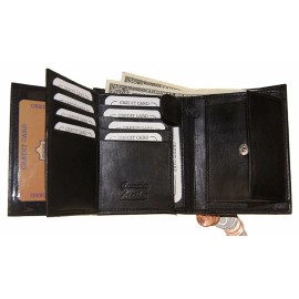 Improving Lifestyles Men's Leather Big Hipster  Bifold Trifold Wallet, Black wit